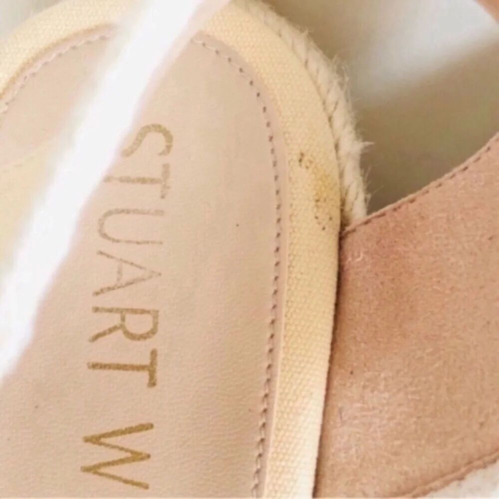 STUART WEITZMAN MIRELLA Cream Crisscross Wedge Espadrille Sandals